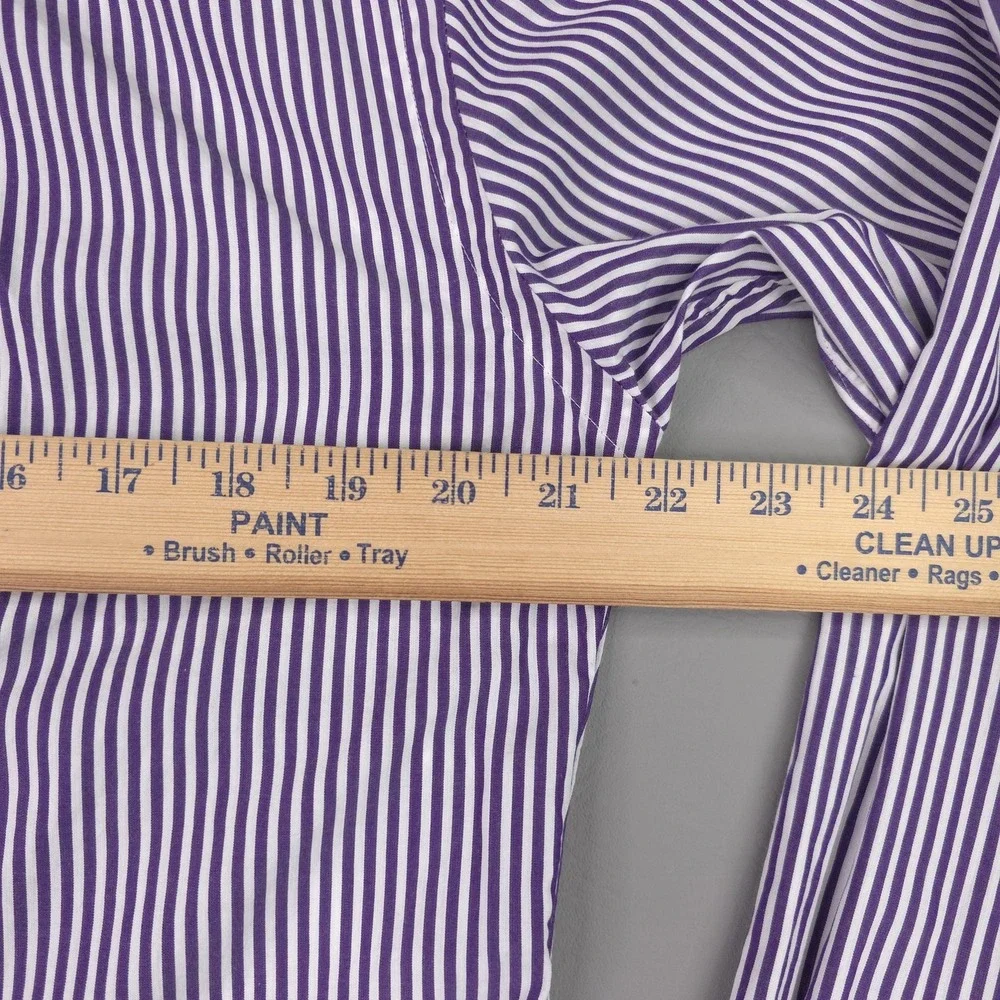 Ralph Lauren Shirt Mens Medium Purple Stripe Custom Fit Long Sleeve Button Down